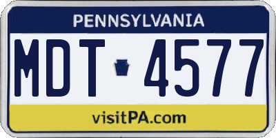 PA license plate MDT4577