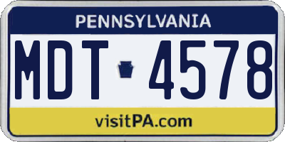 PA license plate MDT4578