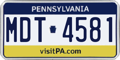 PA license plate MDT4581