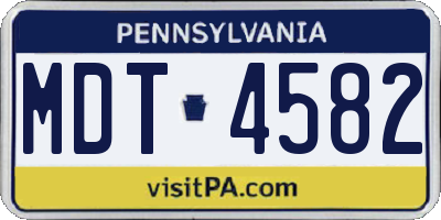 PA license plate MDT4582