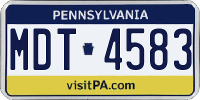 PA license plate MDT4583