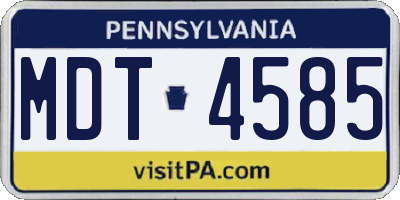 PA license plate MDT4585