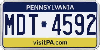PA license plate MDT4592