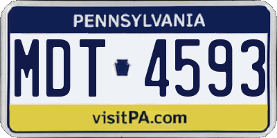 PA license plate MDT4593