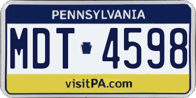 PA license plate MDT4598