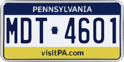 PA license plate MDT4601