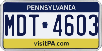 PA license plate MDT4603