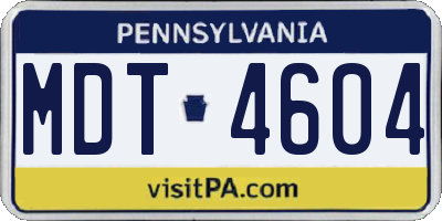 PA license plate MDT4604