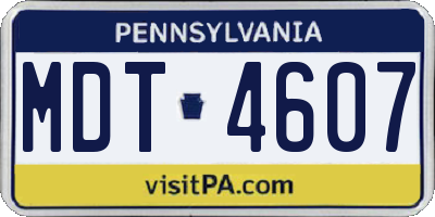 PA license plate MDT4607