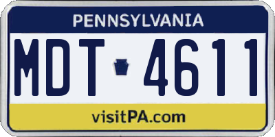 PA license plate MDT4611