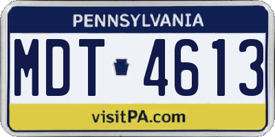 PA license plate MDT4613