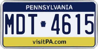 PA license plate MDT4615