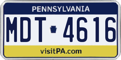 PA license plate MDT4616