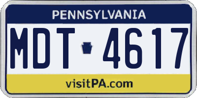 PA license plate MDT4617