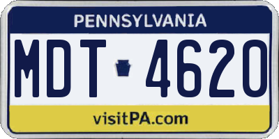 PA license plate MDT4620