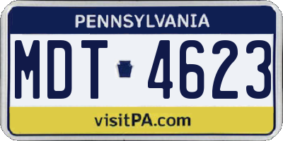 PA license plate MDT4623