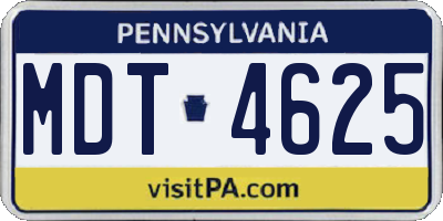 PA license plate MDT4625