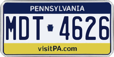 PA license plate MDT4626