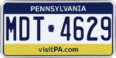 PA license plate MDT4629