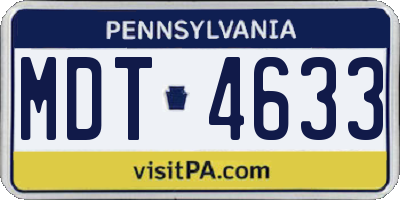 PA license plate MDT4633