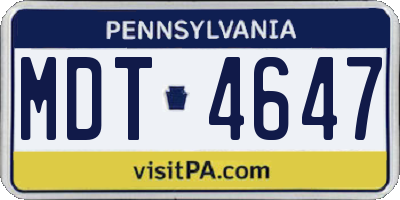 PA license plate MDT4647