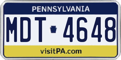 PA license plate MDT4648