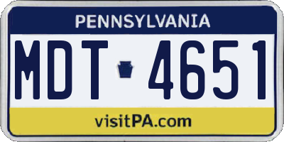 PA license plate MDT4651
