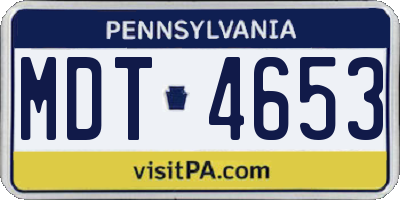 PA license plate MDT4653