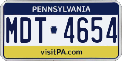 PA license plate MDT4654