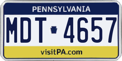 PA license plate MDT4657