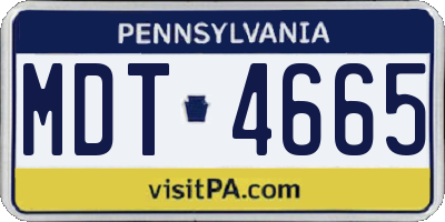 PA license plate MDT4665
