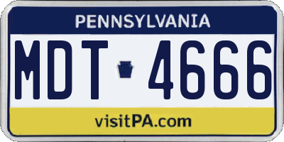 PA license plate MDT4666