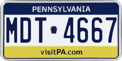 PA license plate MDT4667