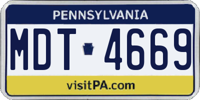 PA license plate MDT4669