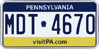 PA license plate MDT4670