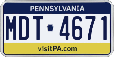 PA license plate MDT4671