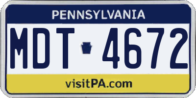 PA license plate MDT4672