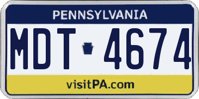 PA license plate MDT4674
