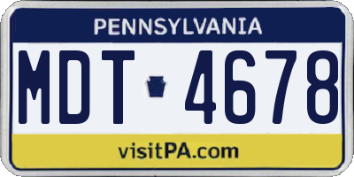 PA license plate MDT4678