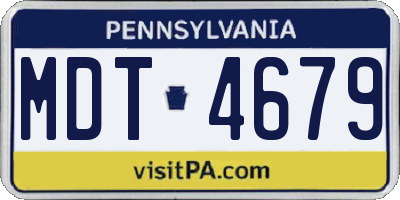 PA license plate MDT4679