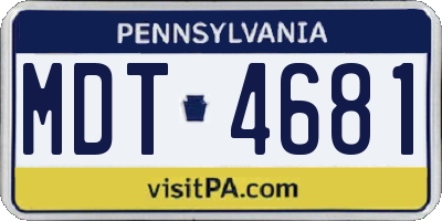 PA license plate MDT4681