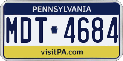 PA license plate MDT4684