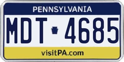 PA license plate MDT4685