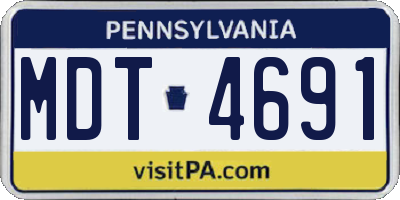 PA license plate MDT4691