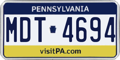 PA license plate MDT4694