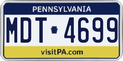 PA license plate MDT4699