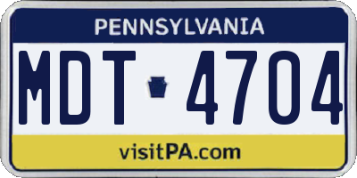 PA license plate MDT4704