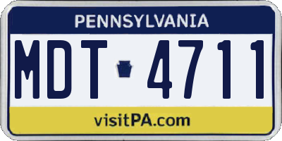 PA license plate MDT4711