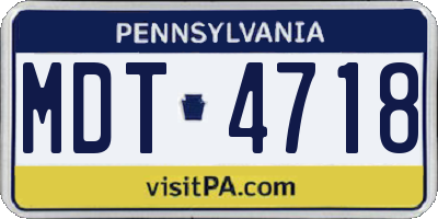 PA license plate MDT4718