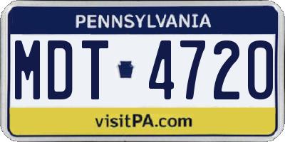 PA license plate MDT4720